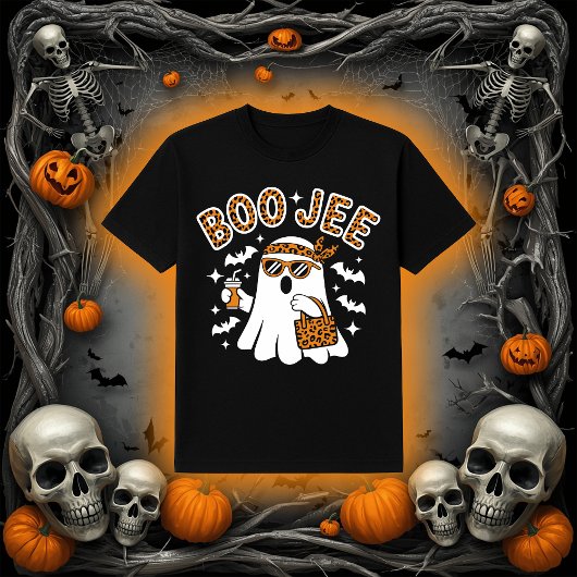 ブージーゴースト | トレンディーヒョウ柄ハロウィン Tシャツ