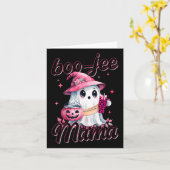 ブージーブジェー不気味幽霊ピンクハロウィーンパンプキン カード (黄色い花)