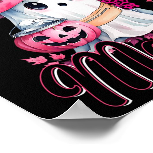 ブージーブジェー不気味幽霊ピンクハロウィーンパンプキン ポスター (角)