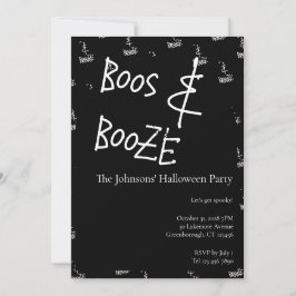 ブースと酒のハロウィンパーティー 黒と白 招待状