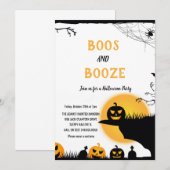 ブースと酒　ブラックイエロー大人ハロウィンパーティー 招待状 (正面/裏面)