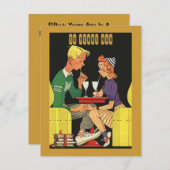 ブース記念日の招待状のおもしろいのレトロの日付 招待状 (正面/裏面)