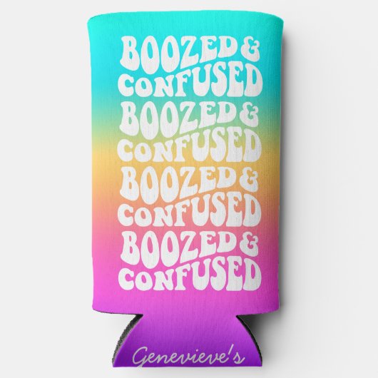 ブーズド混乱レトロレタリングレインボーグラデーションS スリム缶クーラー (正面)