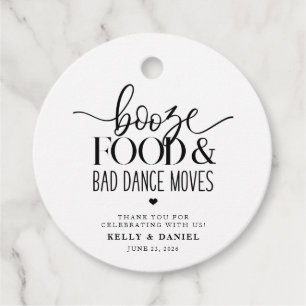 ブーズフードと悪いダンスムーブメント結婚式招待状 フェイバータグ