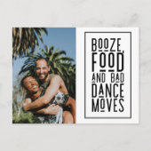 ブーズ、食べ物、バッドダンスおもしろいLGBTゲイ日付 案内ポストカード (正面)