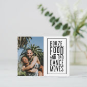 ブーズ、食べ物、バッドダンスおもしろいLGBTゲイ日付 案内ポストカード (スタンド正面)