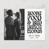 ブーゼおもしろい、食べ物、悪いダンスの移動日付を保存 案内ポストカード (正面)