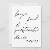 ブーゼ、食べ物、疑わしいダンスムーブカード セーブザデート (正面)