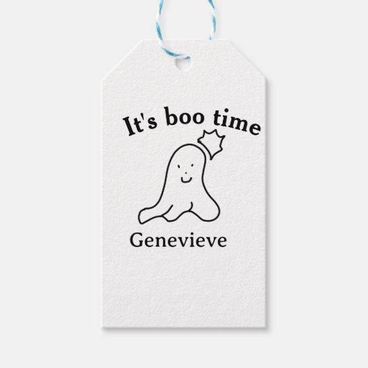 ブータイム名ハロウィーン日付タイム幽霊ブラック ギフトタグ (正面)