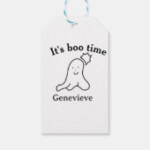 ブータイム名ハロウィーン日付タイム幽霊ブラック ギフトタグ (裏面)