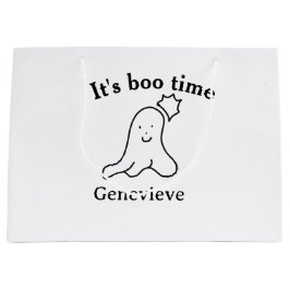 ブータイム名ハロウィーン日付タイム幽霊ブラック ラージペーパーバッグ