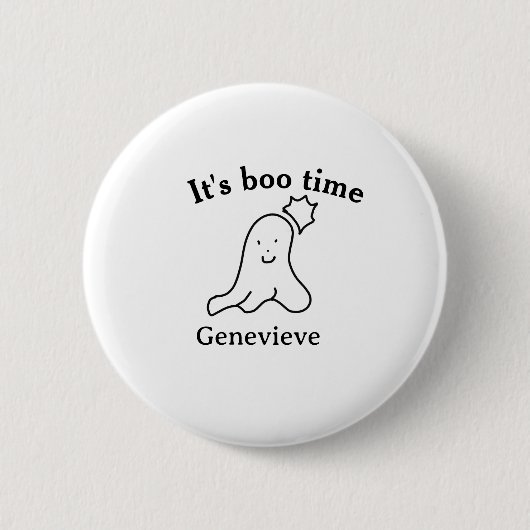 ブータイム名ハロウィーン日付タイム幽霊ブラック 缶バッジ (正面)