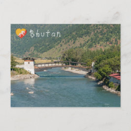ブータンのプナカ・ゾンへの橋 ポストカード