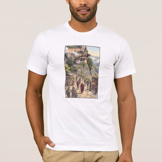 ブータンの崖に佇むタクツァンゴンパ Tシャツ (正面)