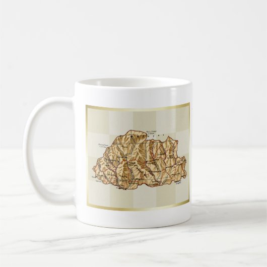 ブータンの旗 + 地図のマグ コーヒーマグカップ (左)