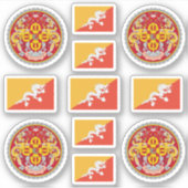 ブータンの民族記号/武器と旗のコート シール (正面)
