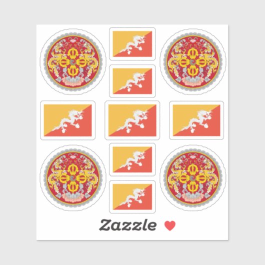 ブータンの民族記号/武器と旗のコート シール (シート)