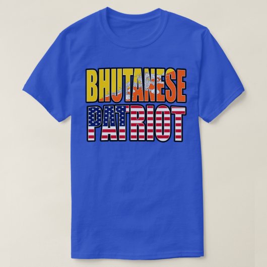 ブータンアメリカンパトリオプライド伝統国旗Gif Tシャツ (デザイン正面)