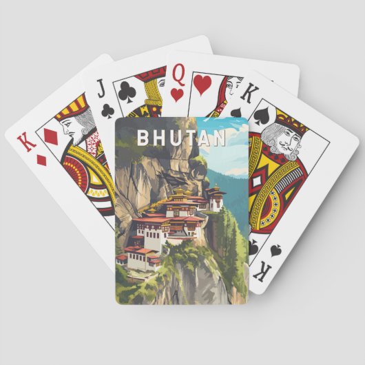 ブータンイラストレーショントラベルアートヴィンテージ トランプ (裏面)