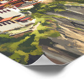 ブータンイラストレーショントラベルアートヴィンテージ ポスター (角)