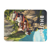 ブータンイラストレーショントラベルアートヴィンテージ マグネット (横)