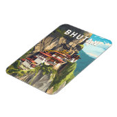 ブータンイラストレーショントラベルアートヴィンテージ マグネット (左側)