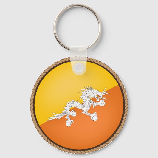 ブータンカッコいい国旗のシール キーホルダー (正面)