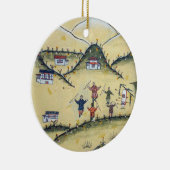 ブータンハウスとアーチェリー絵画 – ブータン セラミックオーナメント (右)