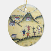 ブータンハウスとアーチェリー絵画 – ブータン セラミックオーナメント (左)