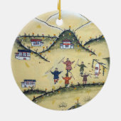 ブータンハウスとアーチェリー絵画 – ブータン セラミックオーナメント (裏面)