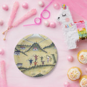 ブータンハウスとアーチェリー絵画 – ブータン ペーパープレート (パーティー)