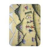 ブータンハウスとアーチェリー絵画 – ブータン マグネット (縦)