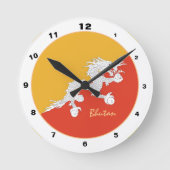 ブータンモダン国旗、ブータンホーム/デザイン ラウンド壁時計 (正面)