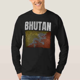 ブータン動揺して国旗のグ男性へラフィック女性ブータン Tシャツ