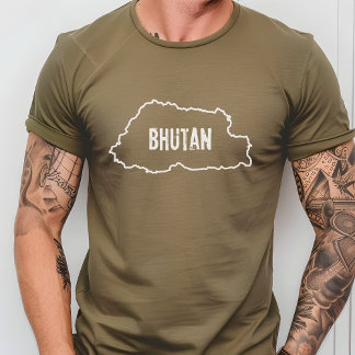 ブータン国地図シャツブータン概要Tシャツ Tシャツ
