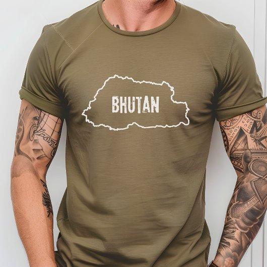 ブータン国地図シャツブータン概要Tシャツ Tシャツ