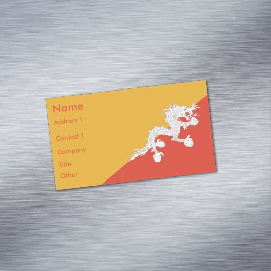 ブータン国旗が掲げられた名刺の磁石 マグネット名刺 (インサイチュ)