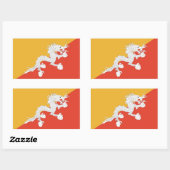 ブータン国旗が貼られた四角形のシール 長方形シール (シート)