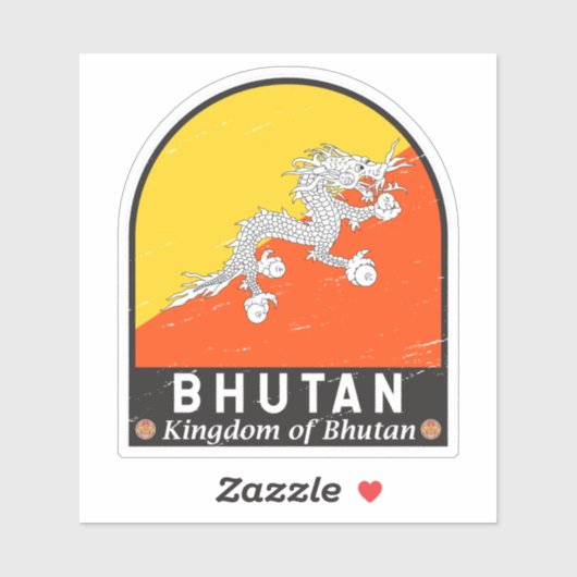 ブータン国旗のエンブレム動揺してヴィンテージ シール (シート)