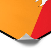 ブータン国旗のデザインとホワイトドラゴン ポスター (角)