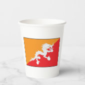 ブータン国旗のデザインとホワイトドラゴン 紙コップ (正面)