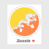 ブータン国旗の丸いシール シール (シート)