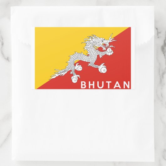 ブータン国旗の文字名 長方形シール (バッグ)