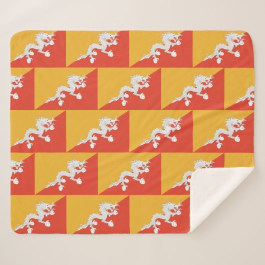 ブータン国旗を持つ愛国的シェルパ毛布 シェルパブランケット (正面(横))