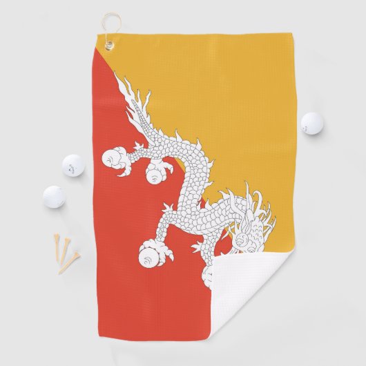 ブータン国旗を掲げたゴルフタオル ゴルフタオル (インサイチュ)