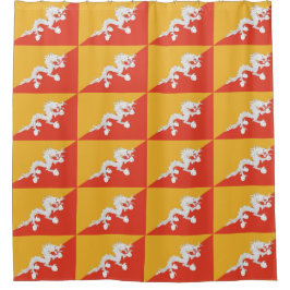 ブータン国旗を掲げたシャワーカーテン シャワーカーテン