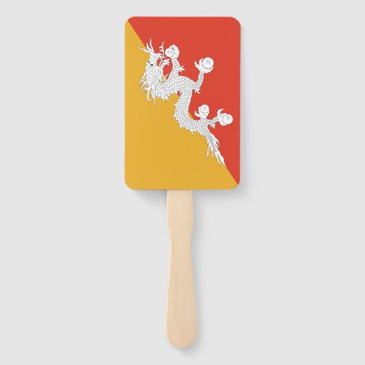ブータン国旗を掲げたハンドファン ハンドファン (裏面)