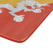 ブータン国旗を掲げた小さなガラス板 カッティングボード (角)