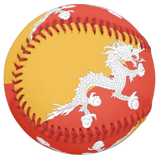 ブータン国旗を掲げた愛国的ソフトボール ソフトボール (正面左)