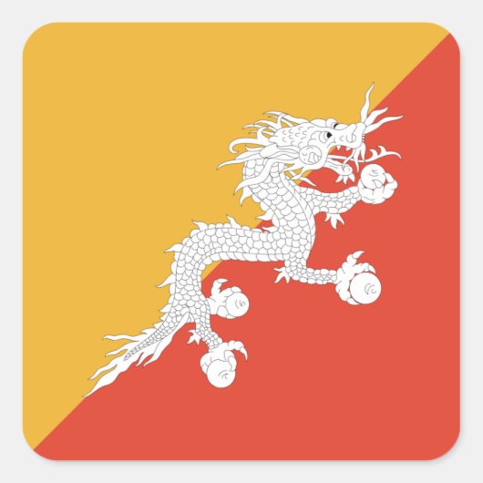 ブータン国旗ステッカー スクエアシール (正面)